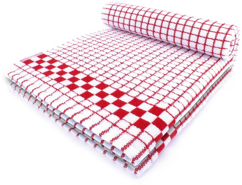 Fecido Classic Kitchen Dish Towels with Hanging Loop - Heavy Duty Absorbent Dish Clothes - European Made 100% Cotton Tea Towels - Set of Two, Red - Image 1
